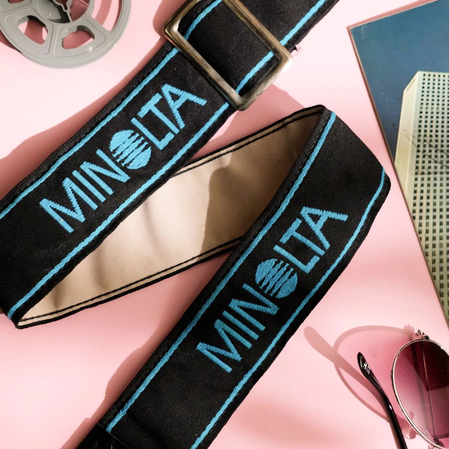 True Vintage: Embroidered Blue Minolta Camera Strap (1980)